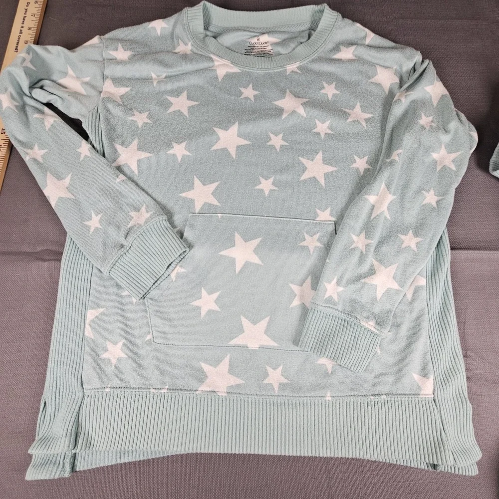 Cuddl Duds 2 piece pj / loungewear turquoise/white‎ stars long sleeve Size S